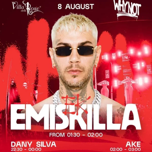 Emis Killa al Villa Delle Rose 08 agosto 2025. Biglietti e Tavoli