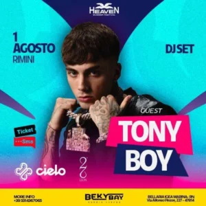 Tony Boy al Beky Bay 01 agosto 2025. Biglietti e Tavoli