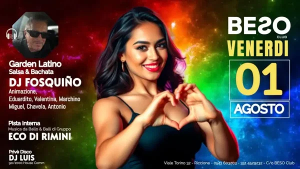 Garden Latino al Beso Club 01 agosto 2025. Biglietti