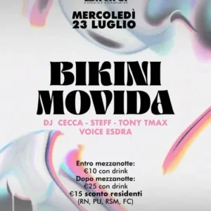 Bikini Movida al Bikini 23 luglio 2025. Biglietti e Tavoli