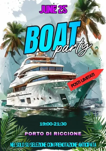 Boat Party Riccione al Boat Party Rimini 20 agosto 2025. Biglietti e Tavoli