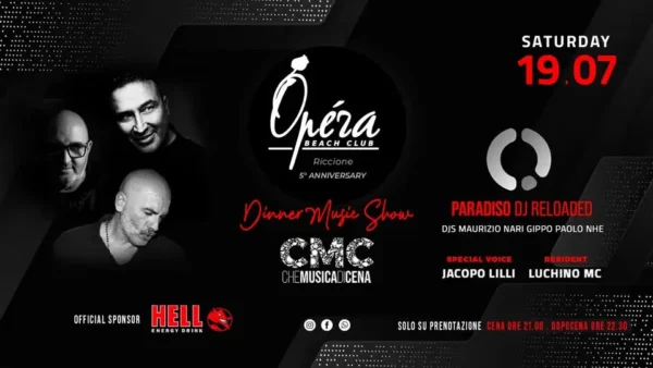Paradiso Dj Reloaded al Opera 19 luglio 2025. Biglietti e Tavoli