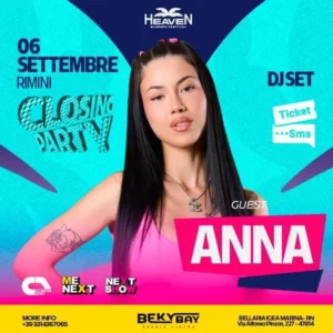 Anna al Beky Bay 6 settembre 2025. Biglietti e Tavoli