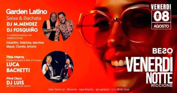 Venerdi Latino al Beso Club 08 agosto 2025. Biglietti