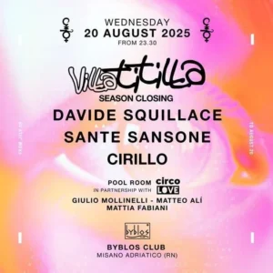 Davide Squillace Villa Titilla al Byblos 20 agosto 2025. Biglietti e Tavoli