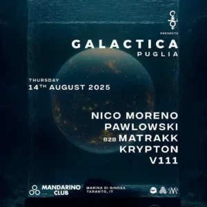 Galactica Puglia al Mandarino Club Open Air 14 agosto 2025. Biglietti e Tavoli