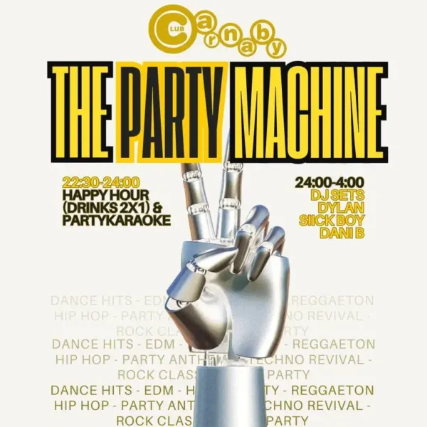 The Party Machine al Carnaby 11 settembre 2025. Biglietti e Tavoli