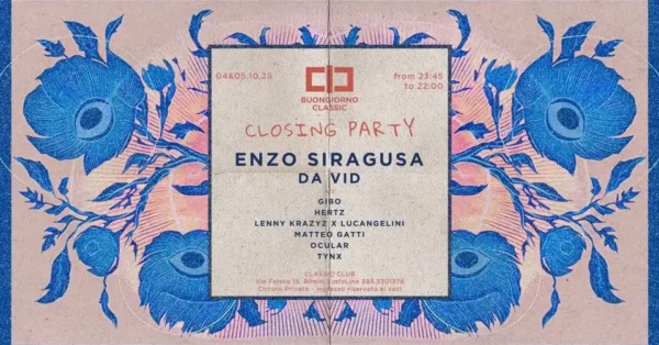 Enzo Siragusa al Classic Club 18 ottobre 2025. Biglietti