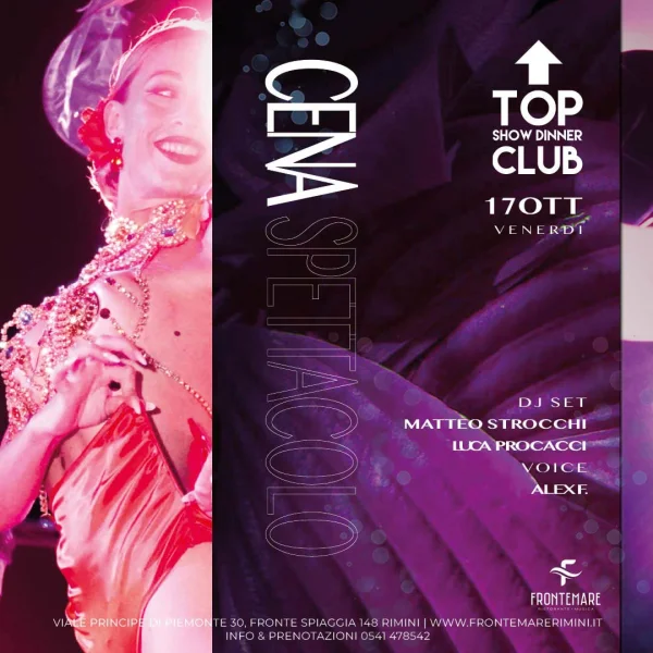 Top Show Dinner al Frontemare 17 ottobre 2025. Biglietti e Tavoli