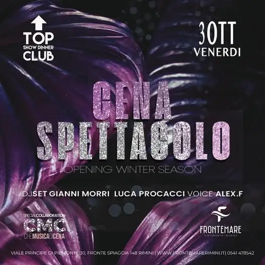 Cena Spettacolo al Frontemare 03 ottobre 2025. Biglietti e Tavoli