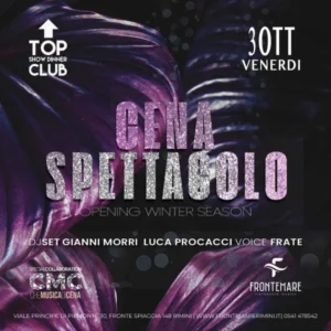 Top Show Dinner al Frontemare 30 ottobre 2025. Biglietti e Tavoli