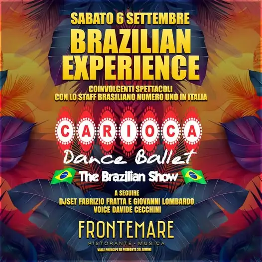 Carioca al Frontemare 06 settembre 2025. Biglietti e Tavoli