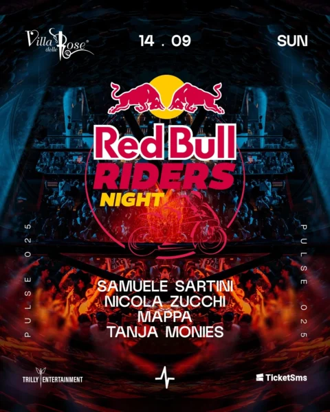 Redbull Riders Night al Villa Delle Rose 14 settembre 2025. Biglietti e Tavoli