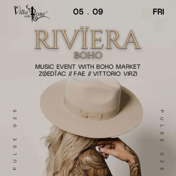 Riviera Boho al Villa Delle Rose 5 settembre 2025. Biglietti e Tavoli