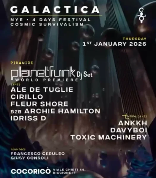 Planet Funk al Cocorico Riccione 1 gennaio 2026. Biglietti e Tavoli