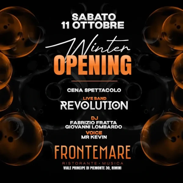 Winter Opening al Frontemare 11 ottobre 2025.