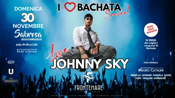 Johnny Sky al Frontemare 30 novembre 2025. Biglietti e Tavoli Johnny Sky al Frontemare 30 novembre 2025. Biglietti e Tavoli