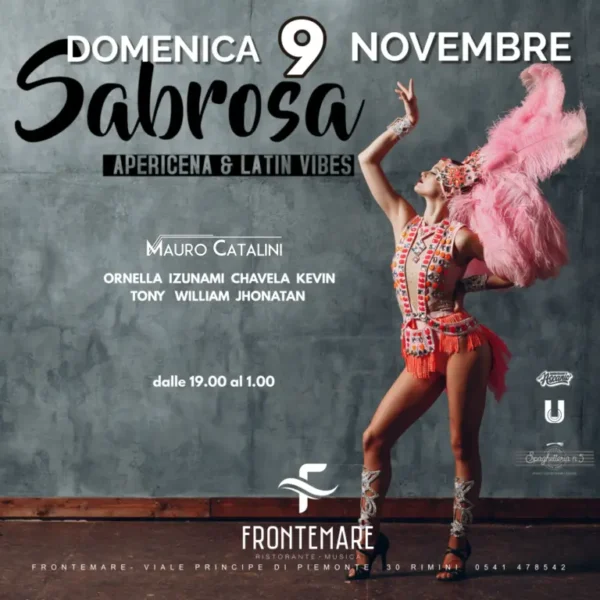 Sabrosa al Frontemare 09 novembre 2025. Biglietti e Tavoli