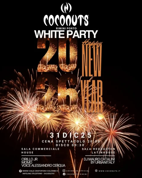 Capodanno Coconuts al Coconuts 31 dicembre 2025. Biglietti e Tavoli