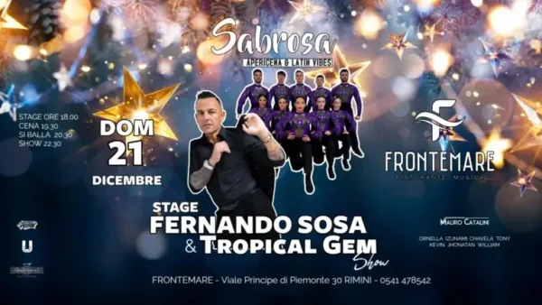 Sabrosa al Frontemare 21 dicembre 2025. Biglietti e Tavoli