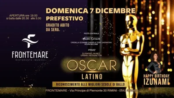 Oscar Latino al Frontemare 7 dicembre 2025. Biglietti e Tavoli