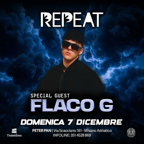 Flaco G al Peter Pan 07 dicembre 2025. Biglietti e Tavoli