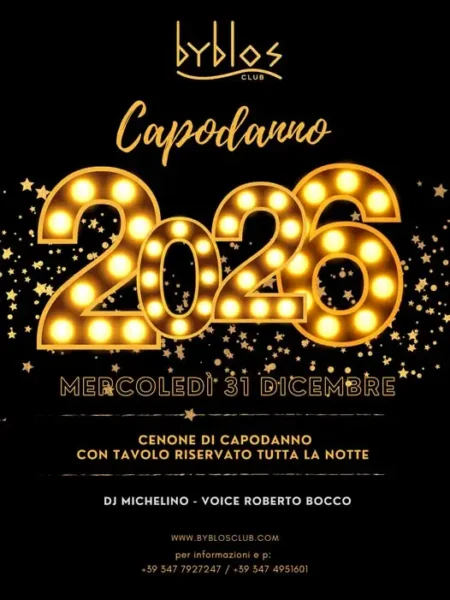 Capodanno 2026 al Byblos 31 dicembre 2025. Biglietti e Tavoli