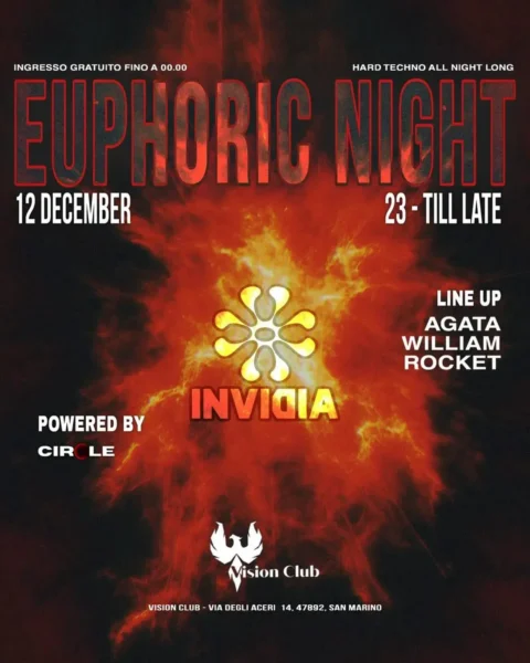 Euphoric Night al Vision Club 12 dicembre 2025. Biglietti