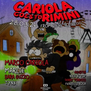 Cariola goes to Rimini al Classic Club 28 marzo 2026. Ticket