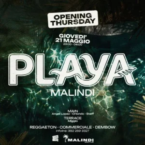 Playa Malindi al Malindi Biky Beach 21 maggio 2026. Ticket Tavoli