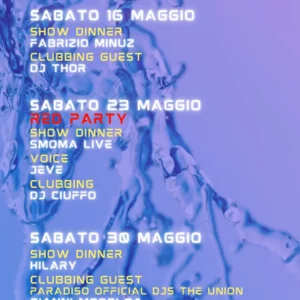 Red Party al Living Disco 23 maggio 2026. Ticket Tavoli
