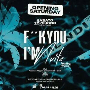 F**k You im Nuite al Malindi Biky Beach 20 giugno 2026. Ticket