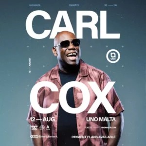 Carl Cox al Uno Malta 12 agosto 2026. Ticket