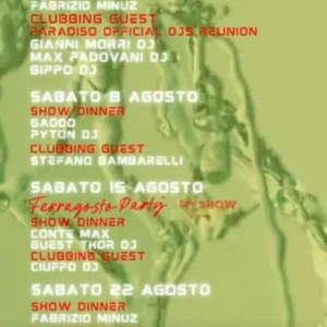 Paradiso Official Reunion al Living Disco 01 agosto 2026. Ticket Tavoli