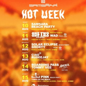 Solar Eclipse al Samsara Riccione 12 agosto 2026.  Tavoli