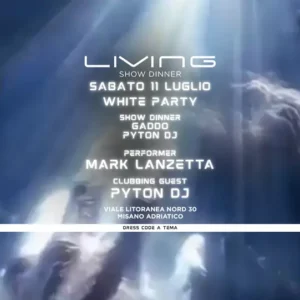 White Party al Living Disco 11 luglio 2026. Ticket Tavoli