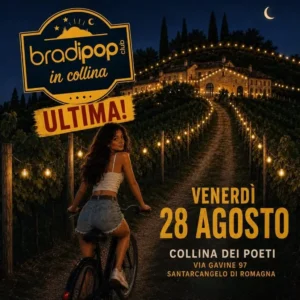 Bradipop in Collina al Bradipop 28 agosto 2026. Ticket Tavoli