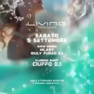 Ciuffo Dj al Living Disco 05 settembre 2026. Ticket Tavoli